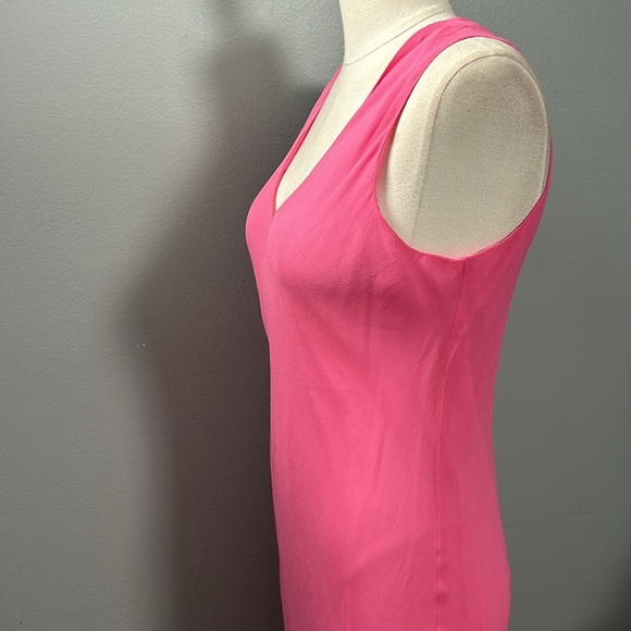Marian Clayden Pink Chiffon with Silk Lining Maxi body wrapping tank top dress L - Picture 5 of 16